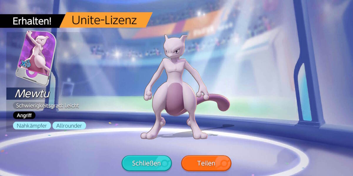 Mewtu-Lizenz in Pokémon Unite