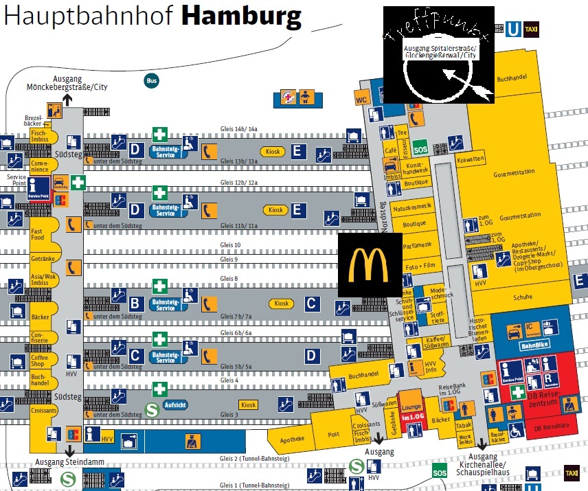Skizze des Hamburger Hauptbahnhofes