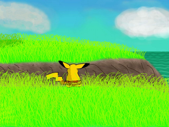 Pikachu auf Klippe (in Colors 3D gemalt)