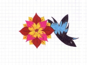 vogel mit Blume