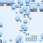 Schnee mit Häusern und Pokemon