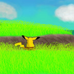 Pikachu auf Klippe (in Colors 3D gemalt)