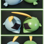 Lackiertes 3D-Schluppuck-Duo